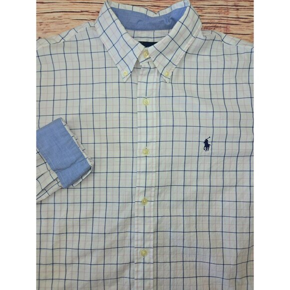 Ralph Lauren Mens Large Button-Down Long Sleeve Plaid Cotton Shirt - Picture 4 of 7
